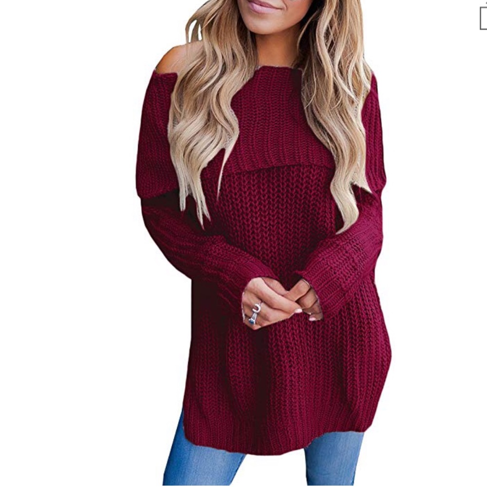 Beautiful women off shoulder knit sweater top - Picture 2 of 6